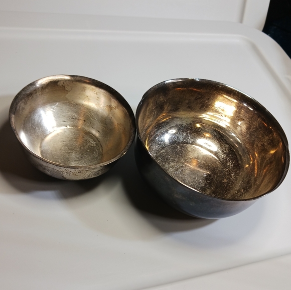 Vintage Lot Of 2 Signed Sterling Silver Unpolished Cup Bowl - 146g - Picture 8 of 11